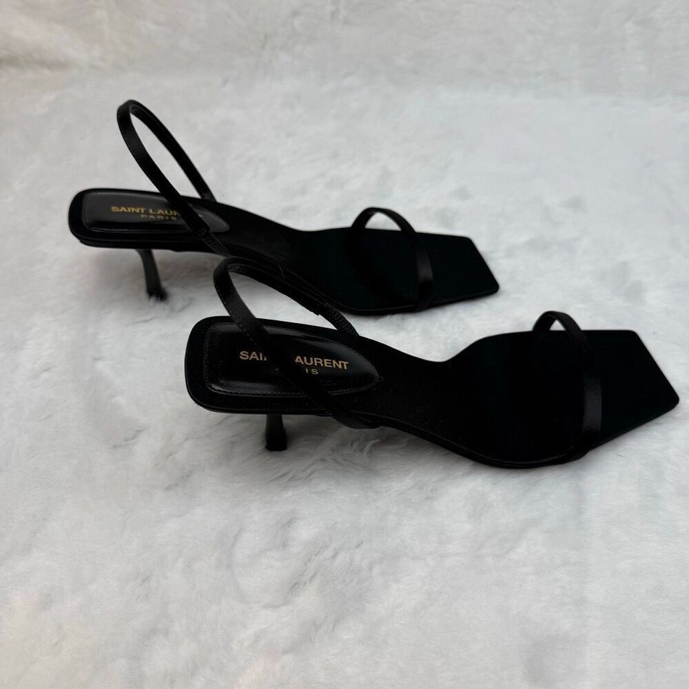 Yves Saint Laurent Women's Jaspe Sandals in Satin Crepe - Picture 7 of 12